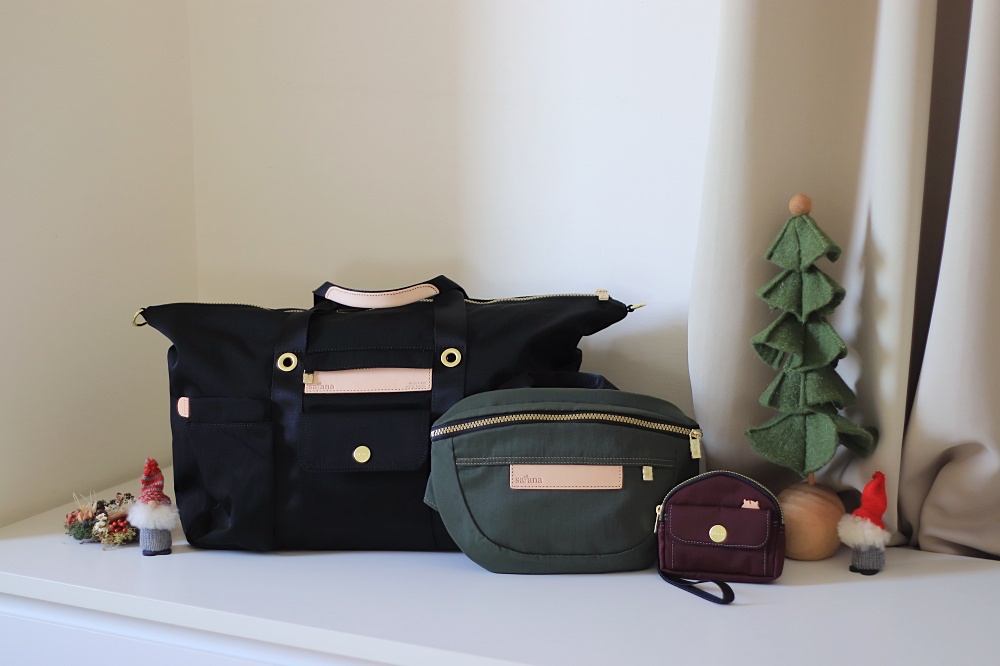 satana 台灣原創包包品牌：旅遊出國必備好夥伴！行李包旅行袋、斜背胸包、零錢包 3 款袋包好實用，新色栗紅色耶誕送禮超適合！