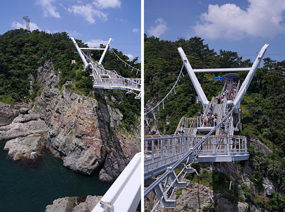 釜山新景點｜松島龍宮雲橋：松島海上纜車旁不能錯過的順遊景點！可以看到日本的松島龍宮空中步道～