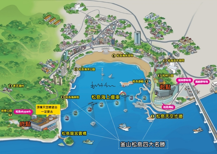 釜山新景點｜松島龍宮雲橋：松島海上纜車旁不能錯過的順遊景點！可以看到日本的松島龍宮空中步道～