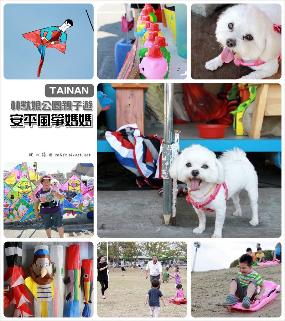 [台南親子旅遊] 安平林默娘公園：孩子放風箏、滑草的好地方！安平風箏的阿嬤好可愛，還有隻可愛的瑪爾濟斯超吸睛～